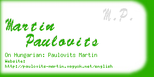 martin paulovits business card